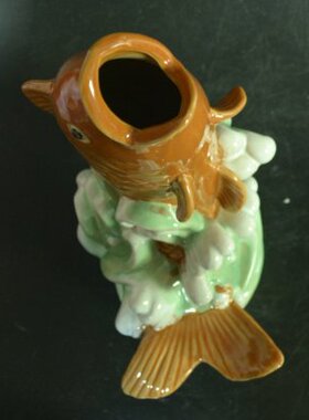 石湾公仔 金鱼鲤鱼花插桌面摆设 陶瓷花瓶摆件家居装饰品招财饰品