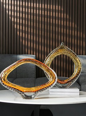 北欧现代a镂空创意大玻璃花瓶餐桌电视柜客厅玄关轻奢高端琉璃摆