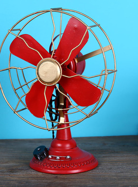 复古怀旧老式铁皮电n风扇模型摆件拍摄影视道具咖啡厅店铺道具模