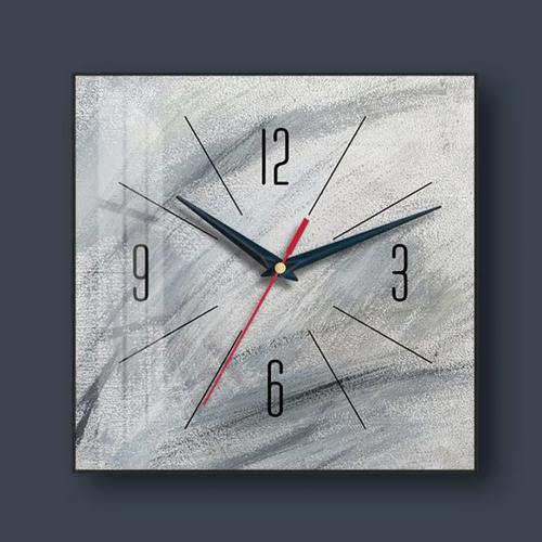 方形钟表挂钟客厅现代简约时尚轻奢创意2024新款灰色餐厅时钟挂墙 - 图1