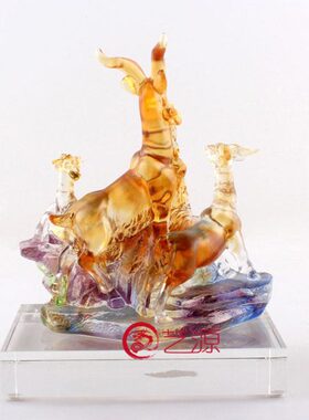 三阳开泰琉璃羊摆件三羊开泰创意家居商务装饰品送客户朋友的礼物