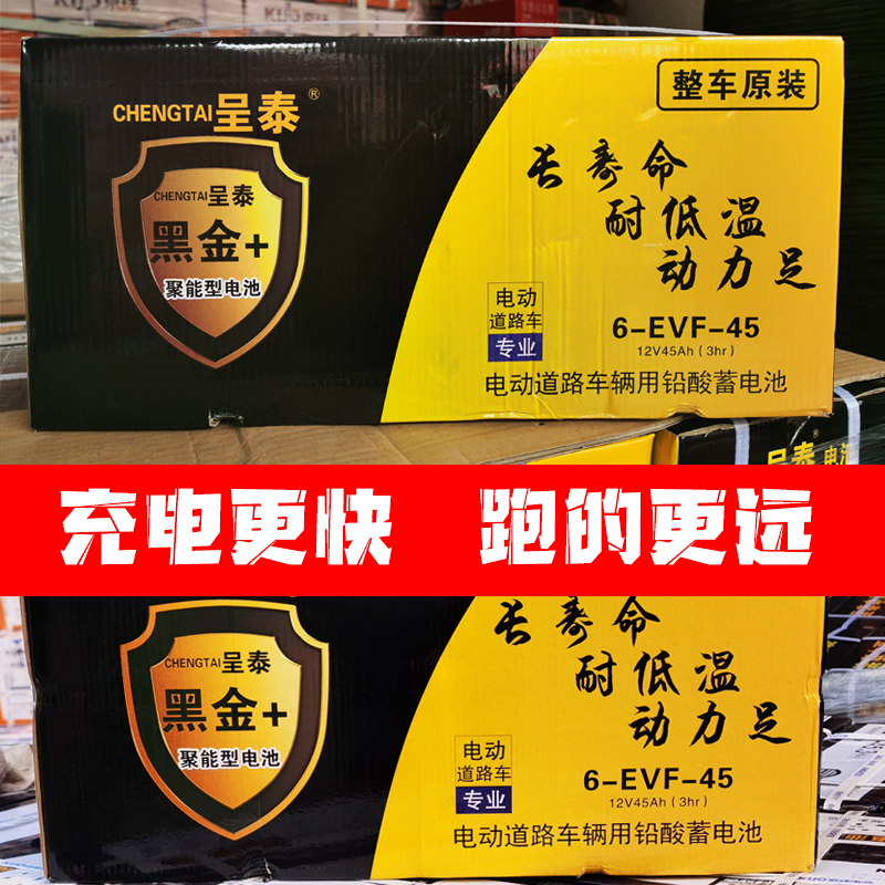 呈泰黑金电池电动车三轮车铅酸蓄电池48V20A32AH45AEVF免维护电瓶 - 图1
