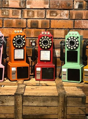 美式复古老式电话机模型壁挂墙上装饰网红奶茶店酒吧餐厅墙面挂件