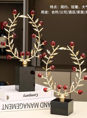 家居珍珠水晶树叶全套花环摆件高级感客厅办公室轻奢工艺品厂