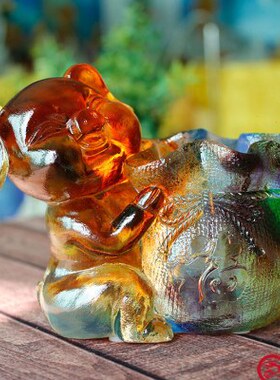 琉璃摆件福猪笔筒实用办公桌会议纪念品同学朋友生日礼品礼物刻字