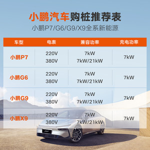 小鹏汽车专用充电桩P7+M03 P7G6G9通用新能源电动汽车7/21kw