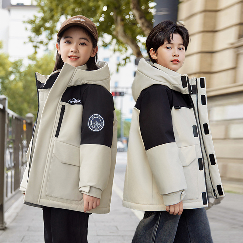 儿童羽绒服2025新款时尚中大童中长款男童女童加厚白鸭绒冬外套潮