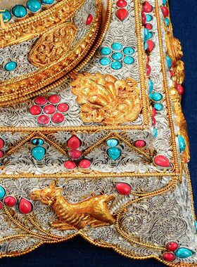 修供修室内盘鎏金茶曼扎盘丝掐手工吉祥曼银藏村尼泊尔罗曼扎鎏