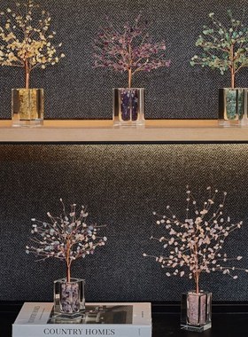 招财水晶树摆件客厅玄关电视y柜酒柜轻奢高档办公室桌面饰品礼物