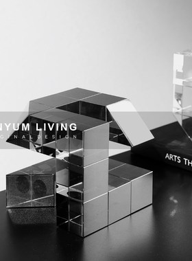 轻奢办公室几何l水晶摆件家居客厅书房样板间展厅桌面装饰品