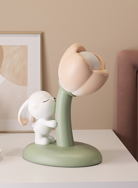 可爱郁金香灯家居客o厅玄关卧室床头摆件女生儿童房创意装饰品