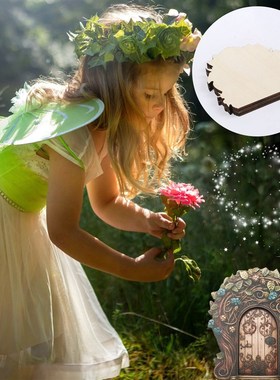 庭院精灵门木质装k饰品 花园创意童话屋家居客厅桌面微景观摆件