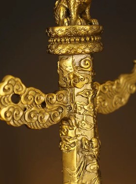 全黄铜华表摆件中k华龙柱图腾柱家居客厅办公室流云盘龙精致工艺