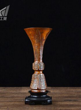 云南斑铜直销店 家居工艺品 古酒束腰觚 客厅书房办公场所铜工艺