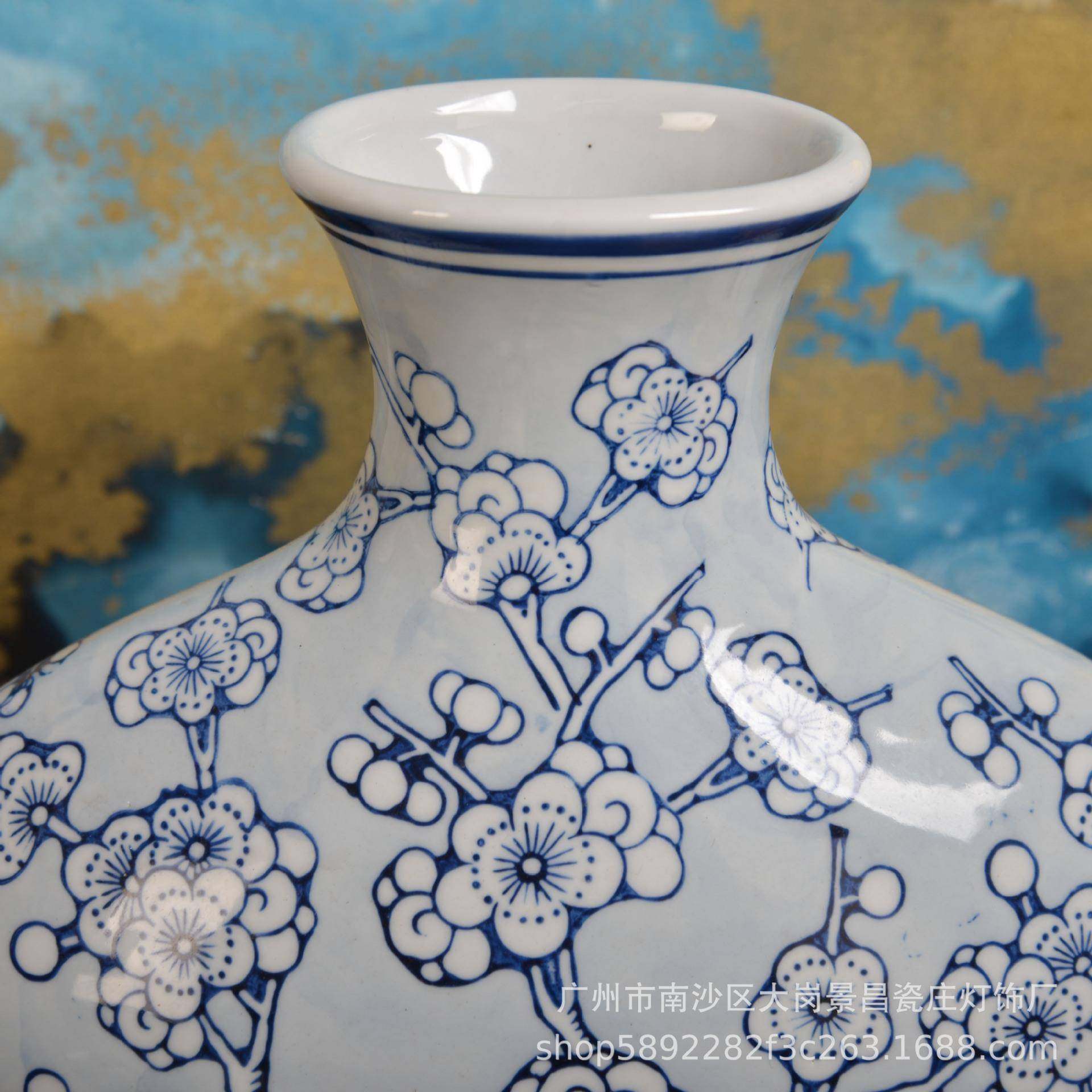 景昌古典中式青花手绘梅花陶瓷花瓶客厅样板房玄关陶瓷摆件,淘宝优惠券,粉丝福利购,淘宝优惠卷