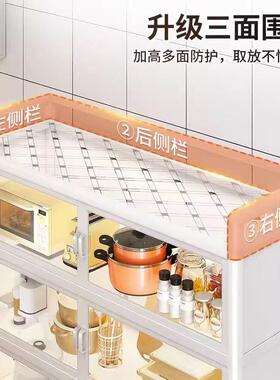 厨房置物架微波炉储物餐边柜落地多层加厚双开门碗碟碗筷收纳橱柜