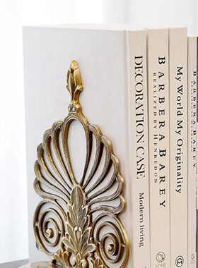 费灵家居印度进口手工黄铜复古艺术书挡书立摆件书房装饰工艺品