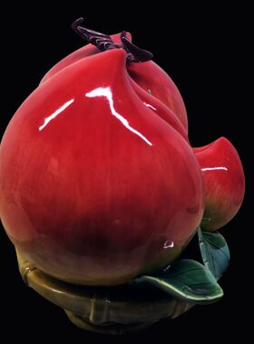 陶瓷福寿双全桃子植物旺财摆件工艺品贺寿寿礼玄关电视柜礼品摆设