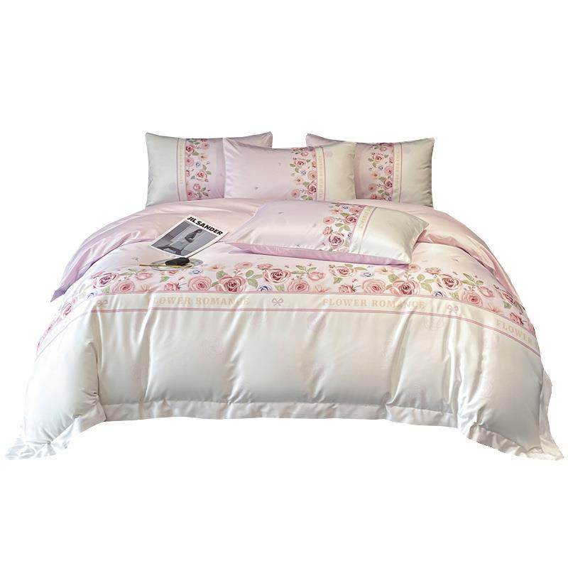 夏季高级感A类母婴级真丝印花四件套轻奢风被套床单纯棉床上用品4,淘宝优惠券,粉丝福利购,淘宝优惠卷