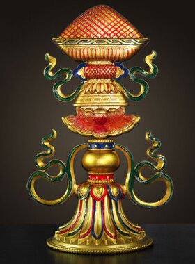 八瑞摆件铜制彩绘家用工艺用具办公玄关用品桌面摆件 7.5寸