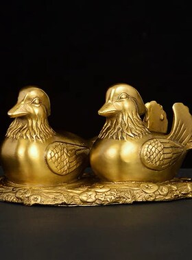 铜鸳鸯摆件一对铜工艺品家居饰品C祝福新婚鸳鸯戏水桌面摆件装饰