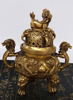 熏香炉实体龙珠金属二纯铜店戏卖装饰摆件工艺居家热
