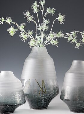 简约现代轻奢玻璃花瓶灰色水培插花瓶北欧客厅餐桌家居装饰品摆件