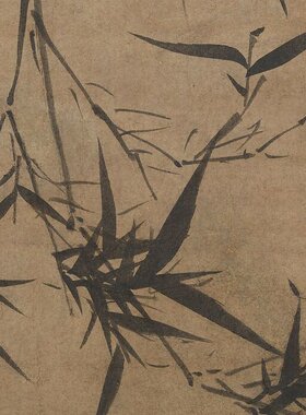 王绂淇渭图轴高清微喷打印明代墨竹临摹绢布画心四君子画梅兰竹菊