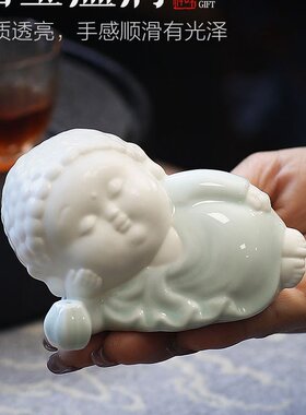 功德 创意可爱睡佛陶瓷香插家用室内白瓷线香香炉中式桌面香薰炉