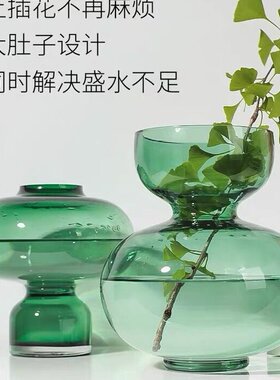 花瓶摆件客厅插花轻奢高档创意简约原色鲜花百合玻璃花瓶透明水养