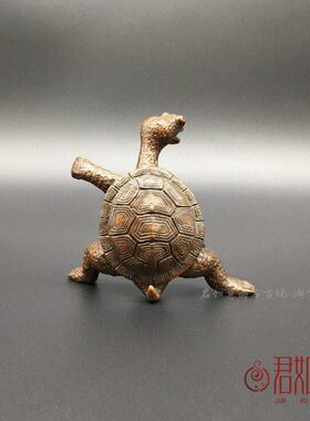 纯实心铜乌龟香插摆件创意小铜件站立铜龟一柱香老乌龟长寿龟茶宠