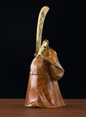 玄关纯黄铜摆件家居装饰品全铜工艺礼品关公乾坤正气人物桌面摆件