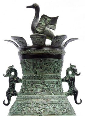 班德拉斯仿古青铜单鹤双耳瓶摆件家居送礼礼品 开业礼品商务礼品