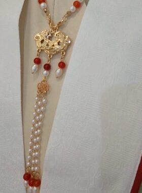 汉服古风软璎珞长流苏背云配饰日常百搭眀制宋制项链项圈鸳鸯锁