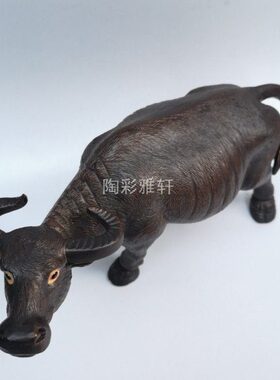 石湾陶瓷公仔纯手送礼工艺品十二生肖动物家居装饰摆件桌面青牛