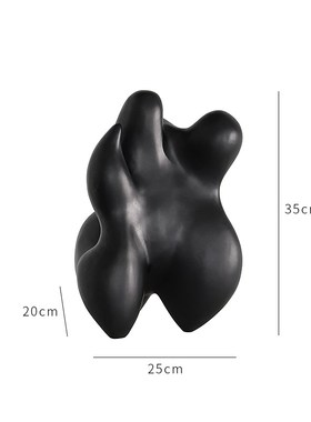 戊际法式中式雕塑l艺术桌面摆件客厅抽象实木黑色落地装饰品