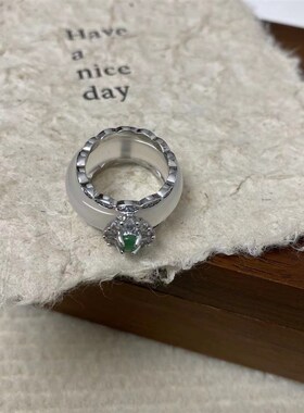 冰种玉髓锆石戒指女玛瑙玉戒圈固定圈闭口指环媲美翡翠两用食指戒