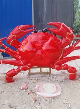 玻璃钢发光e螃蟹雕塑彷真龙虾摆件章鱼海鲜餐馆商场招牌模型装饰
