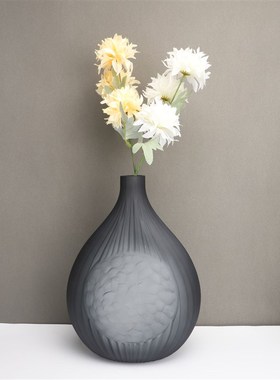 北欧创意ae灰色玻璃花器摆件样板房售楼部卧室书房客厅桌面玄关饰