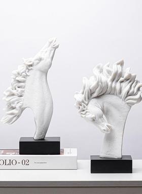 新中式书房马头摆件现代北欧软装样板间马雕塑家居饰品配搭工艺品