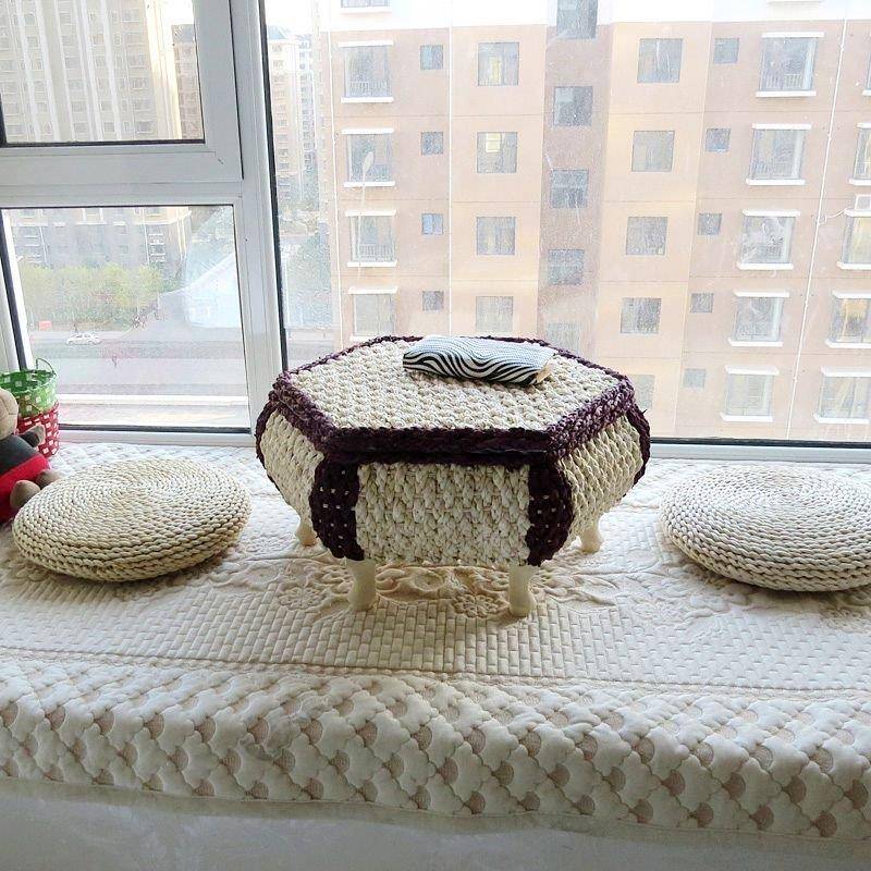 ShJ创意藤编飘窗桌子榻榻米茶几创意地台矮桌藤艺小炕桌炕几收纳 - 图1