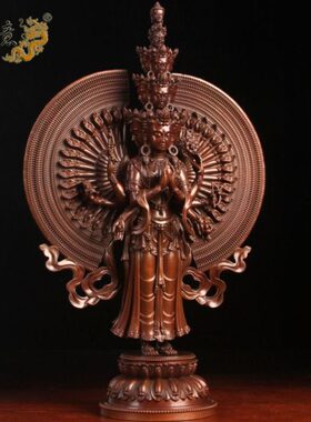 意 十古观音千手佛像工艺千手传紫一真观音面菩萨供奉摆件藏铜