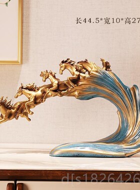 高档新中式饰马成功摆招件客厅财玄E关办公室书房酒柜装到乔迁开