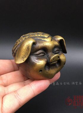 仿古工艺铜猪小摆件 福猪可爱小肥猪猪头桌面摆件礼物
