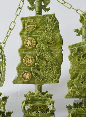 一米青玉精工双头玉雕龙船玉石摆件客厅酒店公司送礼玉器家居饰品