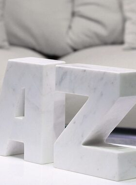 北欧风格大理石字母书档摆件 欧式轻奢家居桌面AZ创意大理石摆件