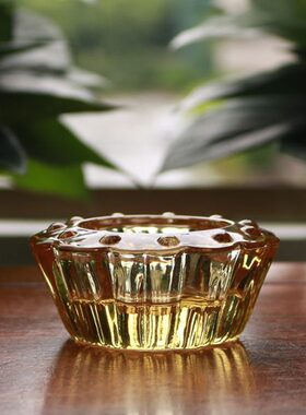 水晶供灯黄水晶工艺品供灯烛台酥油蜡烛灯架莲子家用琉璃摆件灯座