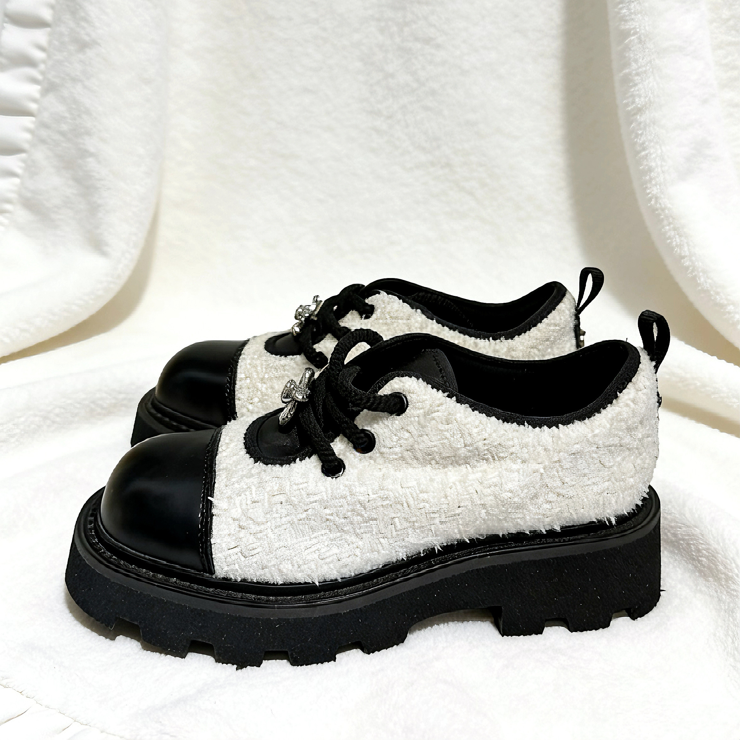 乐福鞋2026新款粗跟圆头系带厚底增高小香风编织风小香风女鞋单鞋,淘宝优惠券,粉丝福利购,淘宝优惠卷