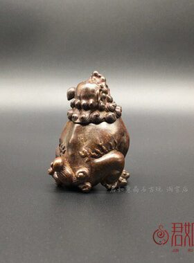 包浆黄铜迷你望天吼 紫铜色铜香炉摆件  朝天吼 香薰炉