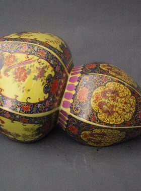 珐琅陶瓷收藏家居装饰景德镇花瓶彩花鸟展柜仿古摆件做旧葫芦